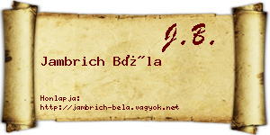 Jambrich Béla névjegykártya
